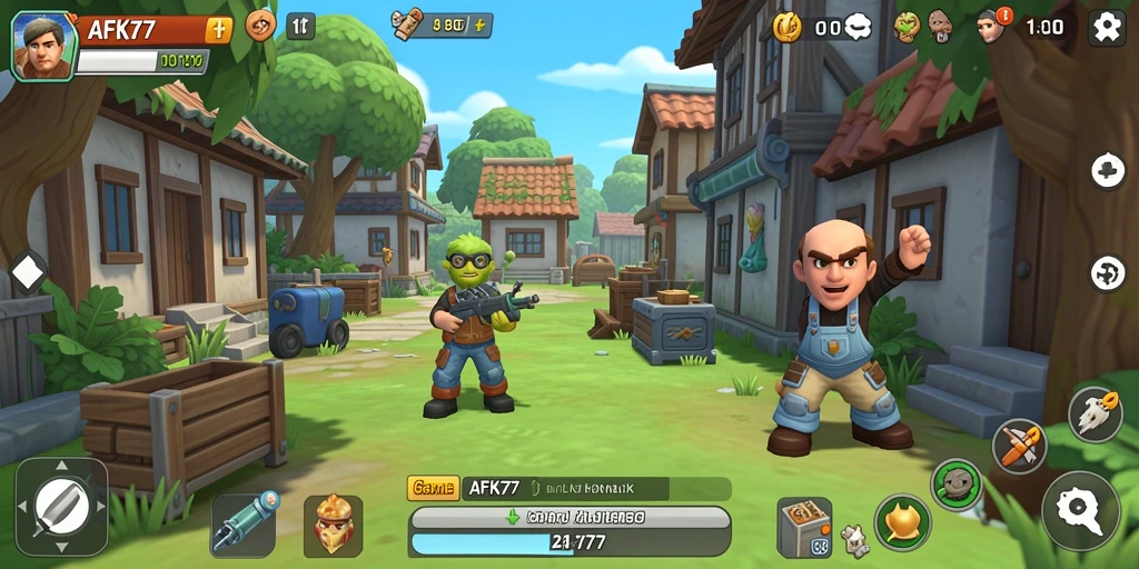 Screenshot gameplay AFK77 yang menampilkan karakter dalam aksi Idle.