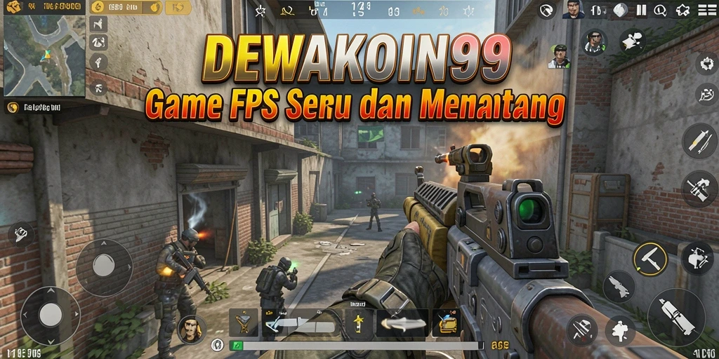 Tangkapan layar gameplay DEWAKOIN99 menampilkan aksi seru permainan FPS.