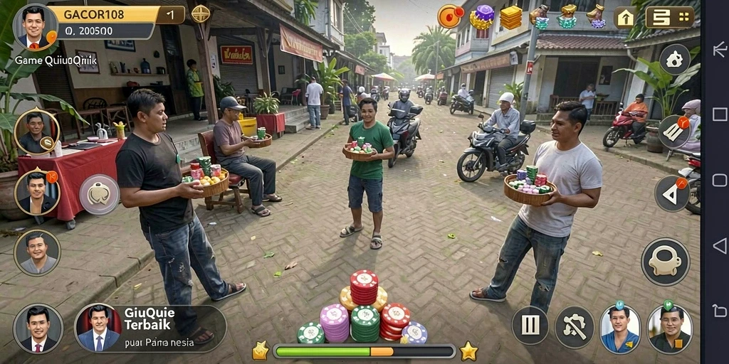Tangkapan layar utama GACOR108 menampilkan aksi seru permainan QiuQiu.