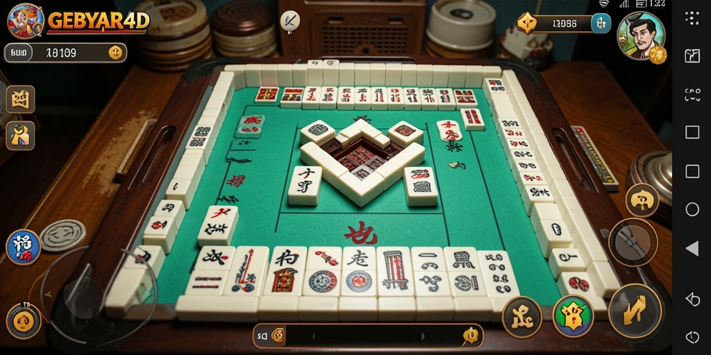 Screenshot game GEBYAR4D menunjukkan halaman permainan Mahjong yang menarik.