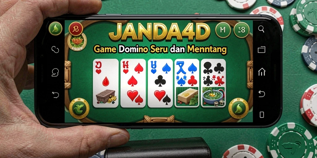 Tampilan gameplay seru dalam JANDA4D yang menampilkan aksi Domino.