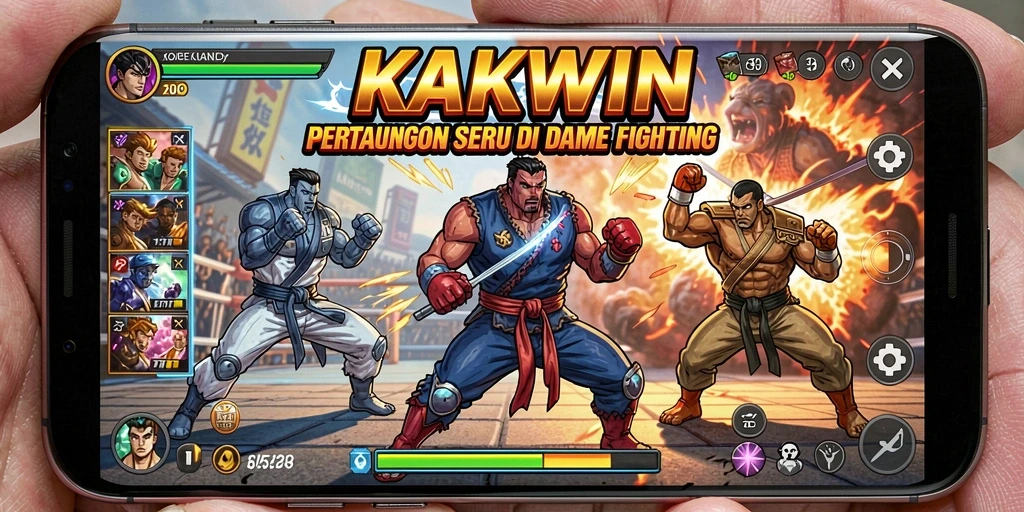 Gameplay menegangkan KAKWIN dengan pertarungan karakter yang beragam.
