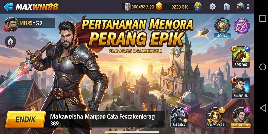 Tampilan screenshot aksi menara dalam MAXWIN88 yang mendebarkan.