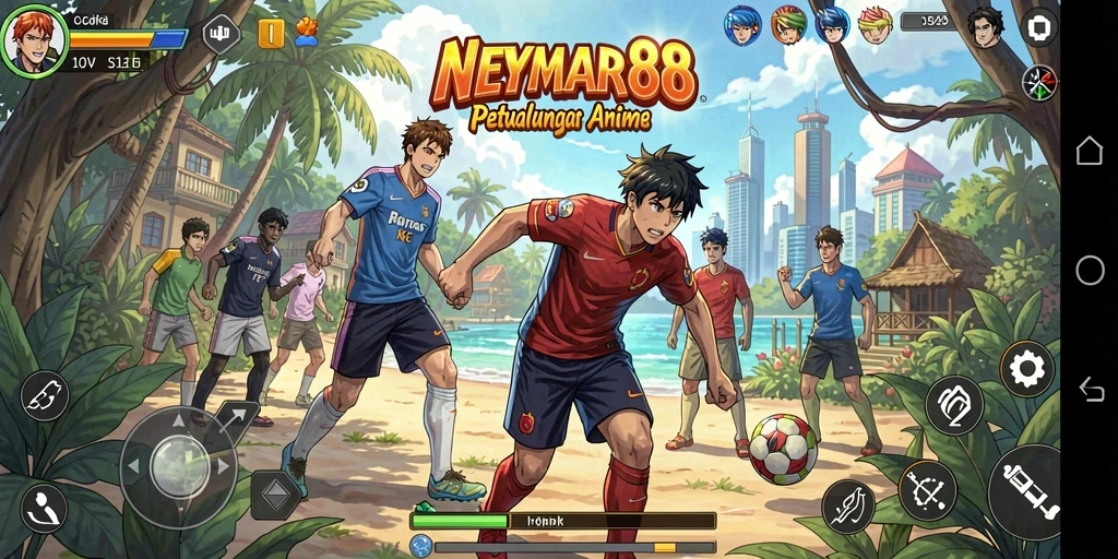 Tampilan gameplay seru dalam NEYMAR88 dengan karakter anime yang hidup.