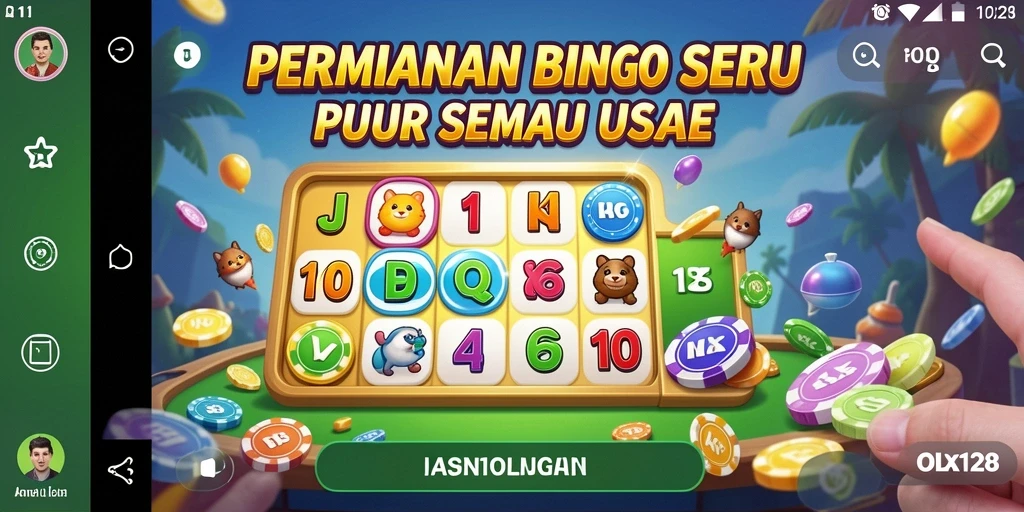 Tampilan gameplay OLX128 menampilkan angka-angka Bingo yang penuh warna.