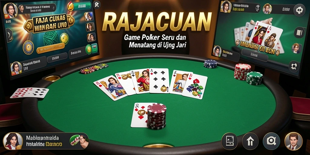 Tampilan gameplay Poker yang menarik dan interaktif di RAJACUAN.