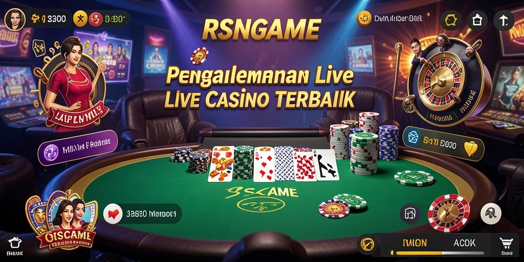 Screenshot RSNGAME menampilkan dealer profesional dalam permainan Live Casino.
