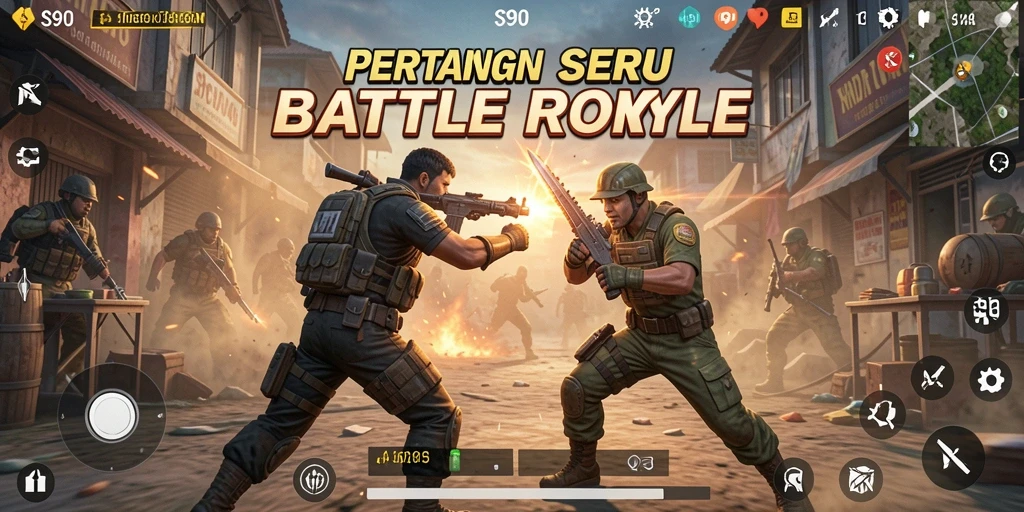 Screenshot utama S80 menampilkan aksi intens dalam pertempuran Battle Royale.