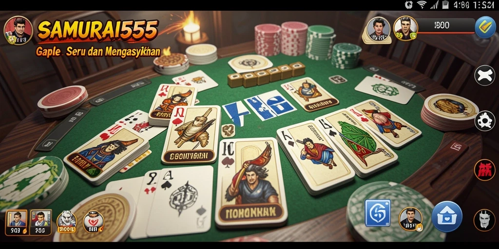 Screenshot gameplay SAMURAI555 menunjukkan aksi seru permainan Gaple.